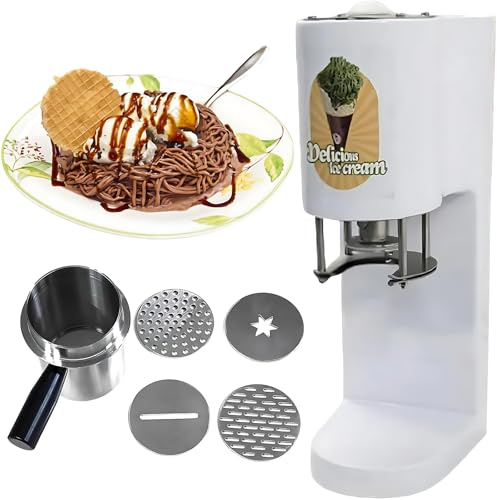 Commercial Ice Cream Spaghetti Press Machine - Easy-to-Use Noodle-Style Ice Cream Maker for Gelato & Dessert Shops(Color:White)