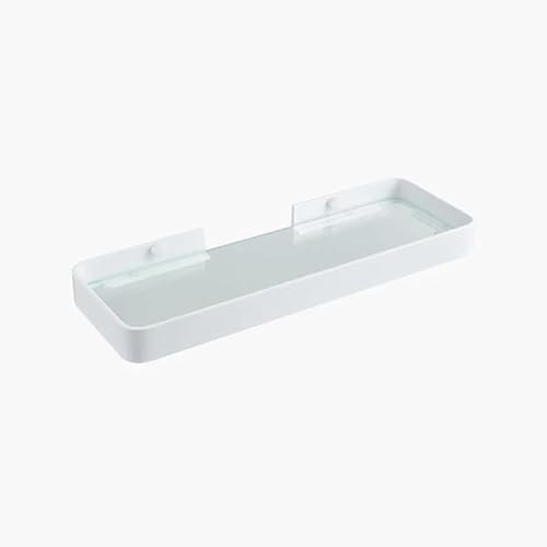 Glasregal Badezimmer Weißes Badezimmer-Kommodenregal aus Aluminium, an der Wand montiertes Badezimmer-Duschregal, Toiletten-Aufbewahrungsregal, Eckregal aus Glas, Badezimmerregal(25cm)