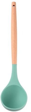 Soup Ladle Kitchen Ladles with Wooden Handle - 4 Colors Soup Ladle Spoon Heat Resistant Ladle Spoons Cook (Lake Green)