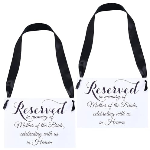 CREATCABIN 2 pz. Cartello Commemorativo per Matrimonio Memoria dei Genitori Che Celebrano dal Cielo Striscione per Sedie Riservate per La Madre White Florala Sposa Cartelli per Appendere I Posti A