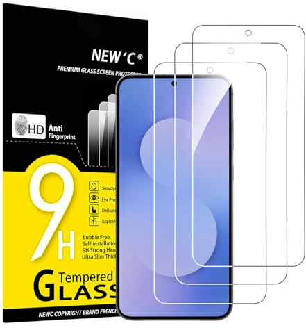 NEW'C 3 Pack, skärmskydd i glas för Samsung Galaxy A57 5G, bubbelfri, 9H hårdhet, 0,33 mm ultratransparent, ultrabeständigt härdat glas