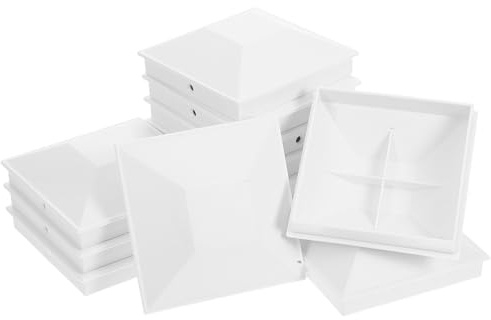 Hemobllo 12 pièces Chapeaux de Poteaux Extérieurs Blancs Pyramidaux Étanches Protection Pluie pour Clôtures Bois et Plastique Xin Décoratifs Jardin Terrasse