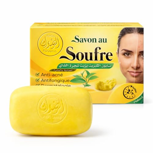 Sulphur Soap Anti-Acne Bar – Antibacterial & Antifungal Soap for Face and Body – Helps Reduce Acne, Oily Skin & Blemishes – Deep Cleansing Sulphur Soap 100g