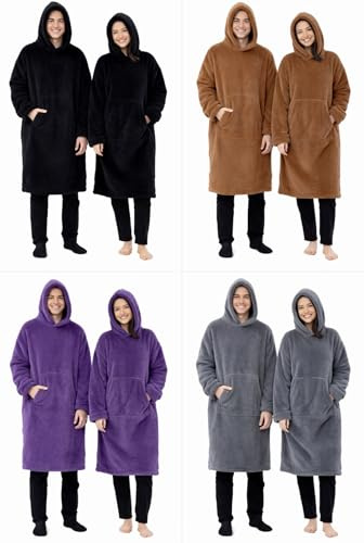NEXURGE Oversized Wearable Hoodie Blanket for Men & Women, Ultra Soft Sherpa Fleece Oodie Style Blanket Hoodie for Adults, One Size with Giant Pocket & Hood for Lounging, Gaming & Relaxing