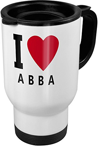 printplanet Thermobecher weiß mit Namen Abba - Motiv I Love - Coffee to Go Becher, Thermo-Tasse
