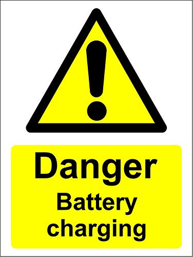 Danger battery charging area safety sign - 3mm Aluminium sign 300mm x 200mm