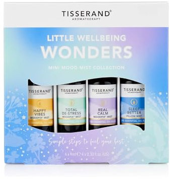 Tisserand Aromatherapy - Wellbeing - Little Wellbeing Wonders Collection - MoodFix Mist - 100% Pure Essential Oil - Miniature Mist Giftset - 4x9ml