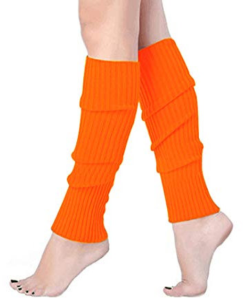 Taigood Damen Beinwärmer Stulpen Legwarmers gestrickte Strümpfe 80er Jahre 1980er Jahre Orange One size