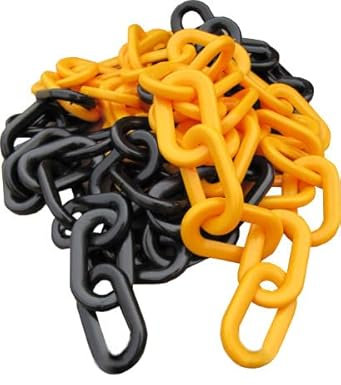 Flexibarrier Chaîne de délimitation, en plastique, 8 mm, longueur : 25 m, noir et jaune