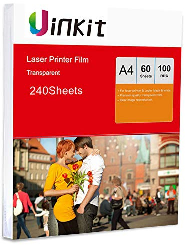 A4 Overhead Projector Film - 240sheets OHP Film for Laser Jet Printer and Copier Only 210x297mm Uinkit