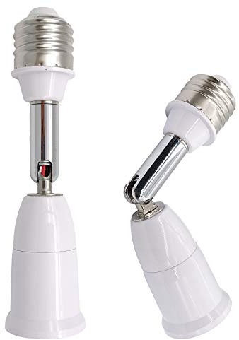 E26/E27 Light Socket Extender, 4.5 Inch Extension Socket Extender Adapter, Adjustable Vertical 180°Horizontal 360°, Flexible Medium Light Bulb Socket Converter (2-Pack)