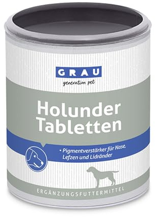 GRAU - das Original - Holunder Tabletten, für die Pigmentierung unbehaarter Haut, 1er Pack (1 x 500 Stück), Ergänzungsfuttermittel für Hunde