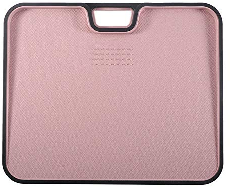 VIVLLEN Double-Sided Plastic Chopping Board, Cutting Board with Hanging Hole Best for Meat, Vegetables and Cheese. Professional Easy-Grip Handles（Pink）