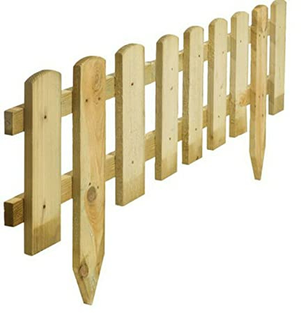 GBS Large Wood Wooden Picket Border Outdoor Decorative Garden Fence Fencing Panels for Grass Lawn Plants Flowers Bed Patio Edging Borders Path Fixing Spike Home 40x 99cm (1X Picket Border Fence)