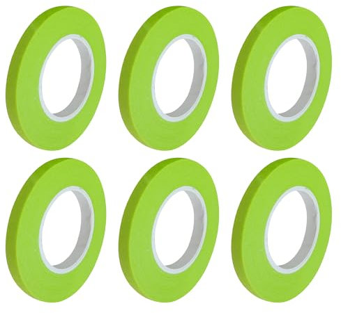 sourcing map 20m x 7mm Krepppapier Klebeband Hellgrün, 6 Rollen Universal Maler Kreppband Selbstklebend Malerkrepp Abklebeband für Malerarbeiten Dekoration zum Streichen Lackieren Renovieren