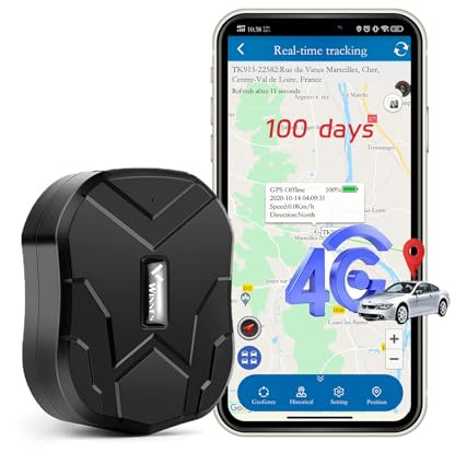 Winnes 4G Anti Theft GPS Tracker for Vehicles Unlimited Distance Real-Time Tracking,Magnet Car Tracker Device Hidden with Geo Fence Alerts History Playback Long Battery for Fleet Trailer TK905B