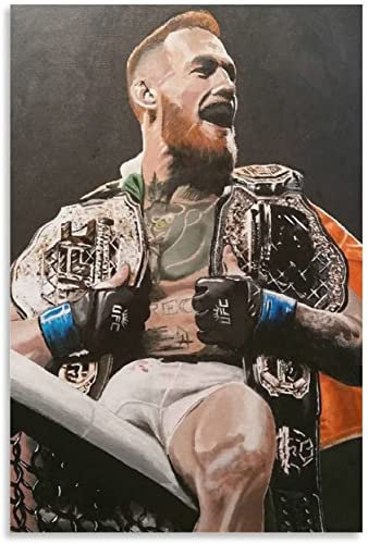 LBMED GemäLde Auf Leinwand Double Belt Conor McGregor Art Poster für Veranda-Dekor Wandkunst Malerei Poster Druckt Bilder 19.7x27.6(50x70cm) Kein Rahmen