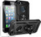 SDTEK Case Compatible with iPhone SE (2016-2019) 5 5s, Strong Rugged Hybrid Phone Cover with Magnetic Ring Holder + Stand and Glass Screen Protector 360 (Black)