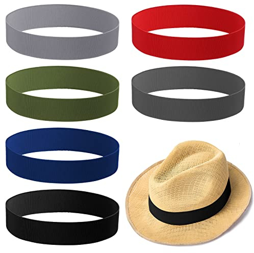 Cindeer 6 Stück Dehnbare Hutbänder für Damen, Cowboyhut-Band für Herren, Fedora, Panama, Strohhut, Zubehör, 6 Farben, Elegante Farben., Einheitsgröße