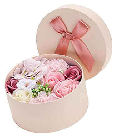 Caja de flores de rosa de jabón Flor de jabón en caja de regalo Adorno de flores simuladas para el Día Boda Día de San Valentín Día de la, Rosado