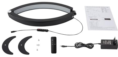 gegeweeret Halbmond Nagel Schreibtischlampe,40W Halbmond Tischlampe,Nagel Schreibtischlampe mit Wire Controller & Fernbedienung,Schreibtisch Halbmond Kometische Makeup Lampe(schwarz)