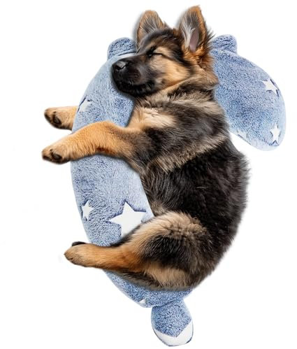 POMESEA Hundekissen, Superweicher Beruhigungskissen mit Hochdichter Baumwolle für Kopf, Nacken- und Rückenstütze - Maschinenwaschbar, Gemütliches Hunde-Spielzeug, Leuchtet im Dunkeln (L Blau)