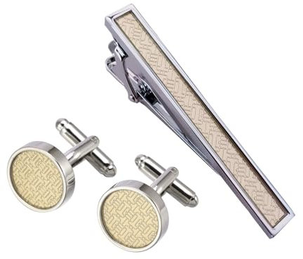 Manschettenknöpfe Krawattennadel Set, Cufflinks Shirt Labyrinth Herren Damen Schmuck Silber Gold für Hemd mit Geschenkbox