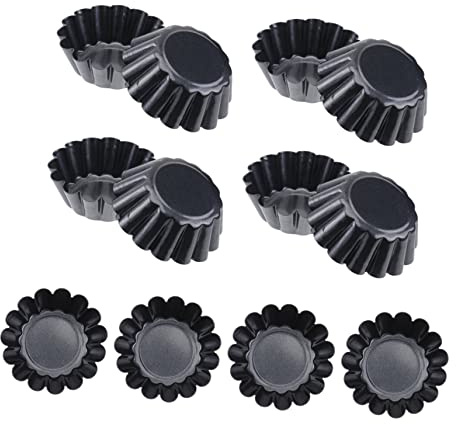 LIFKOME Stampo per Tartellette in Acciaio al Carbonio Antiaderente a Forma di Fiore, Riutilizzabile, 12 Pezzi, per Muffin e Cupcake