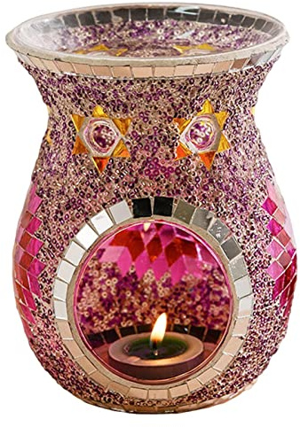 Acunny Keramik Duftlampe Für Wachs, Teelichthalter Öl Brenner Glass Duftlampe mit Kerzenhalter Teelichthalter Kalebasse Aromalampe Duftlicht Aromabrenner