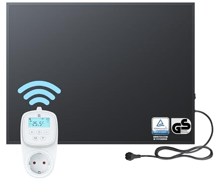 BR Bringer Infrarotheizung 450 Watt - mit Smart Thermostat und App - Infrarot Elektroheizung Energiesparend - TÜV & GS - Deutsche Qualitätsmarke (schwarz)