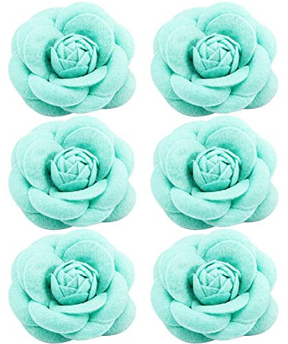 Frauen Blume Brosche,6PCS Blumen Brosche Stoff, Niedlich Stoff Pin Hochzeit Abzeichen Blume Brosche Kamelie Stoff Brosche Anstecknadel Brust Pin, für Mädchen Geschenke (Grün)