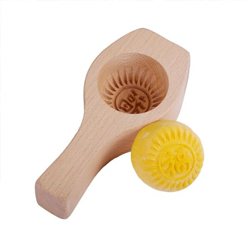 Jarsense 3.5CM Butter Molds Moon Cake Mould Wooden Chinese Traditional Pastry 3D Press Lucky Shaped for Pressing Moon Cake, Buns, Dessert Molds, Traditional Chinese Pastry