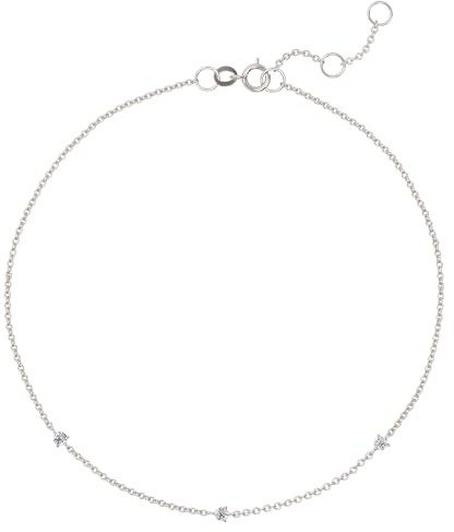 Ethos Jewelry 585 Echtgold 14K Weißgold Diamant-Station Armband mit 3 kleinen Diamanten – Filigran, Minimalistisches Design – Mit VS2+ Klarheit Diamanten – Handgefertigtes Geschenk für Frauen
