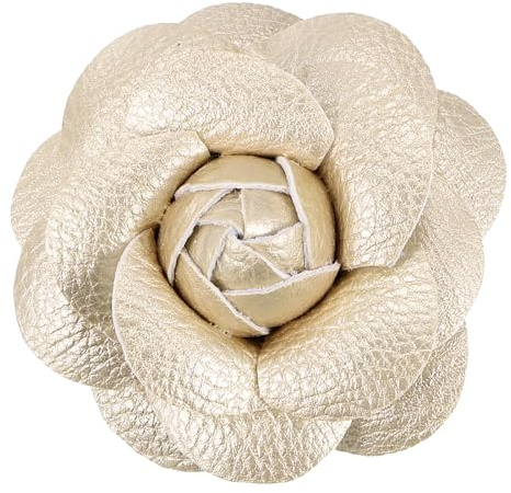 PATIKIL Blumen Haarspangen, Kamelien Haarnadeln Blumen Broschen Pin Handgefertigte Lederblumenbrosche für Damen Braut Frauen Hut Kleid Hemd, Golden