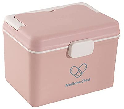 ISCBAFYX Medicinskåp Medicinskåp Medicinförvaringslåda Organizer Medicinförvaringslåda Första hjälpen-lådor Stor medicinförvaringslåda Första hjälpen-låda för hemmet Rosa, One Size (Rosa One Size)