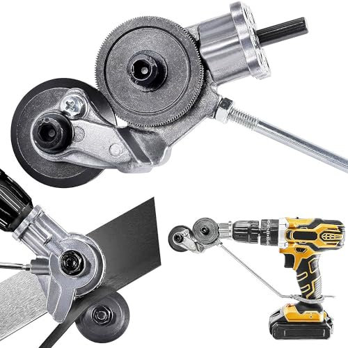 Elektrische Bohrplatte Metallschere – Knabberbohreraufsatz, Blechschere für Akkuschrauber Doppelschneidkopf, Blechschneider für Akkuschrauber, mit Adapter und Installationswerkzeuge