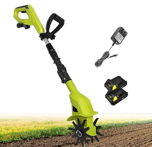ELIKBH Motobineuse sans Fil Motobineuse sans Fil avec Batterie 2 x 2000 mAh 97-127 cm Plage de poignée réglable cultivateur de motobineuse électrique sans Fil