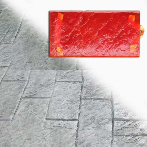 UrbanUp Molde Piedra Moldes de Estampado de Hormigón Sin Juntas Naturales, Acabados con Estampados Cuadrados para Paredes Y Suelos, Tapete de Textura de Hormigón Realista para Exteriores