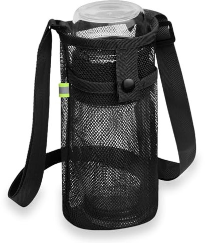 JOOTUEPO Bolsa de Botella de Agua, Portabotellas de Agua de Malla Portátil Funda para Botella con Correa de Hombro Ajustable para Deportes, Senderismo, Campamento, Viajes