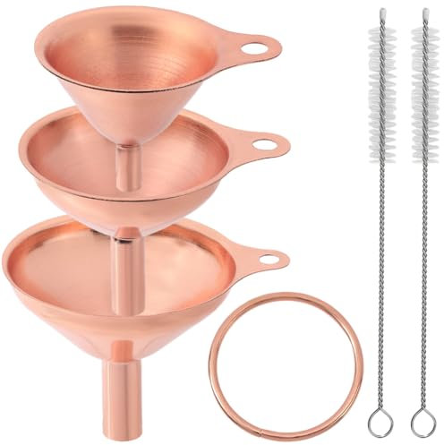 GORGECRAFT 3 Trichter Aus Edelstahl In Roségold Trichterset Aus Metall In Lebensmittelqualität Klein Mittel Groß Mit Reinigungsbürsten Mehrzweck Küchenbehälter Trichter Zum Umfüllen von Flüssigen
