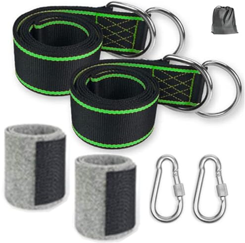 CuiCanfla Poutres de fixation pour balançoire, hamac, balançoire d'arbre, kit de suspension avec 2 sangles de hamac, 2 mousquetons, protections d'arbre, anneaux en D assortis
