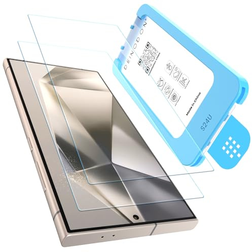 DEINODON für Panzerglas Samsung Galaxy S24 Ultra Auto-Montage Blasenfrei | Kristallklar Schutzfolie 9H+ Schutzglas Top Bruchsicher Folie Kratzfest Anti-Fingerabdruck Fingerprint-ID Kompatibel, 2 Stück