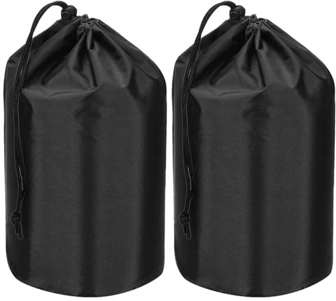PATIKIL Saker säck, 2 st 13 x 25 cm vattentät utomhus förvaringsväska bärbar dragsko dammklaffväska lätt sovsäck för camping vandring resor, svart