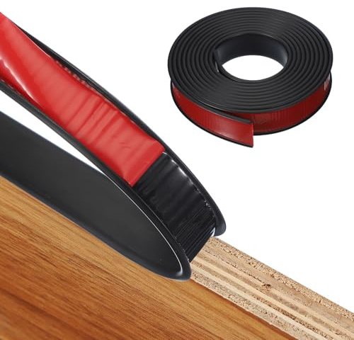 sourcing map TPE U-Shape Edge Banding Self Adhesive Flexible Veneer Edging Trim 4m x 32mm Furniture Edge Protector for Shelf Cabinet Table Repair Restoration (Black)