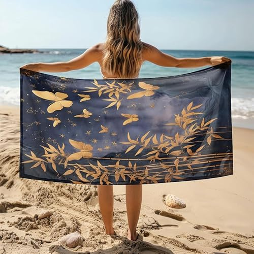 KLJFIGUT Beach Towels for Adults bamboo Soft Microfiber Beach Towel, Quick Dry Bathroom Extra Large Absorbent Sand Free Towels for Camping, Travel, Swimm, 150x200 cm