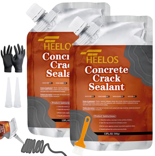 Concrete Crack Filler,2 Pack Cement Crack Sealant, High Elasticity Crack Filler Repair Sealer, Self Leveling Waterproof Caulking Glue Sealing Adhesive for Concrete Driveway, Patio, Sidewalk (Grey)