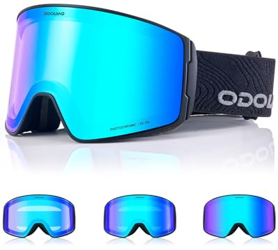 Odoland Occhiali da Sci Fotocromatici per Giornate Soleggiate e Nuvolose Maschera da Snowboard Cilindrici Antiappannamento Protezione UV400 Occhiali da Sci e Snowboard per Adulti Ragazzi Uomo Donna BL
