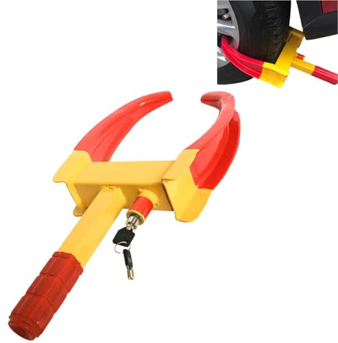 Lifemaison Parkkralle Radkralle mit Hochsicherheitsschloss & Schlüsseln - für Anhänger, Wohnmobil, Wohnwagen, Auto - PKW Reifenkralle, Autokralle, Rad-Kralle für 18-30cm Reifenbreite