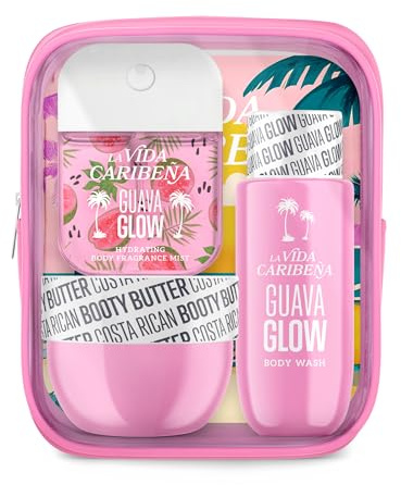 La Vida Caribeña 3-Piece Gift Pack – Hydrating Body Mist 35 ml, Body Wash 100 ml & Booty Butter 50 ml | Gifts for women | Travel-ready | Cleanse • Moisturise • Spritz (Guava Glow)