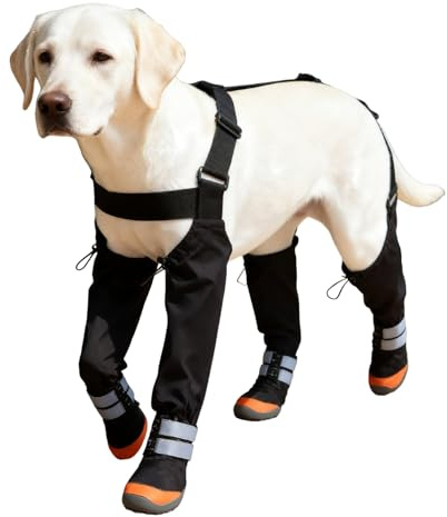 Hosenträgerstiefel für Hunde, Hundestiefel mit Hosenträgern, Schneeschuhe für den Winter, Anti-Schmutzhose mit Schuhen Verstellbare wasserdichte Hundestiefel, für Kleine Mittelgroße Hunde